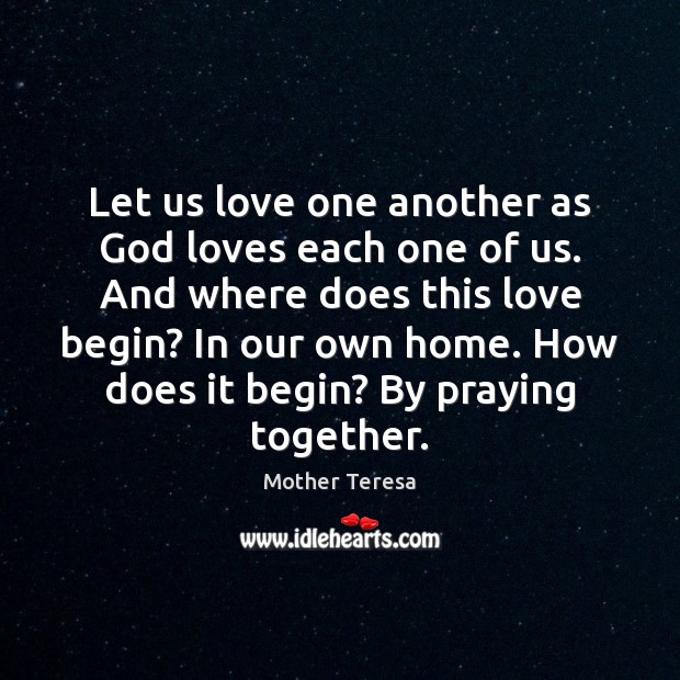 Let us love one another as God loves each one of us. Image