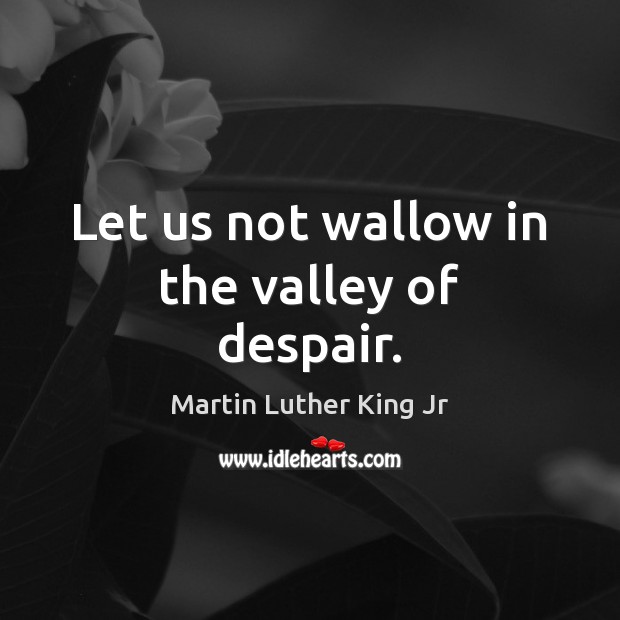 Let us not wallow in the valley of despair. Image