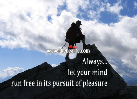 Always let your mind run free in its pursuit of pleasure Image