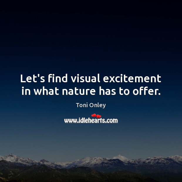 Let’s find visual excitement in what nature has to offer. Toni Onley Picture Quote