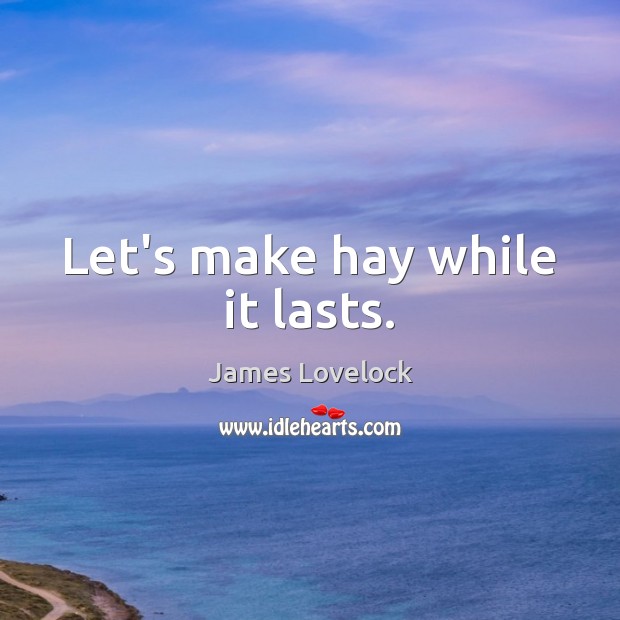 Let’s make hay while it lasts. James Lovelock Picture Quote