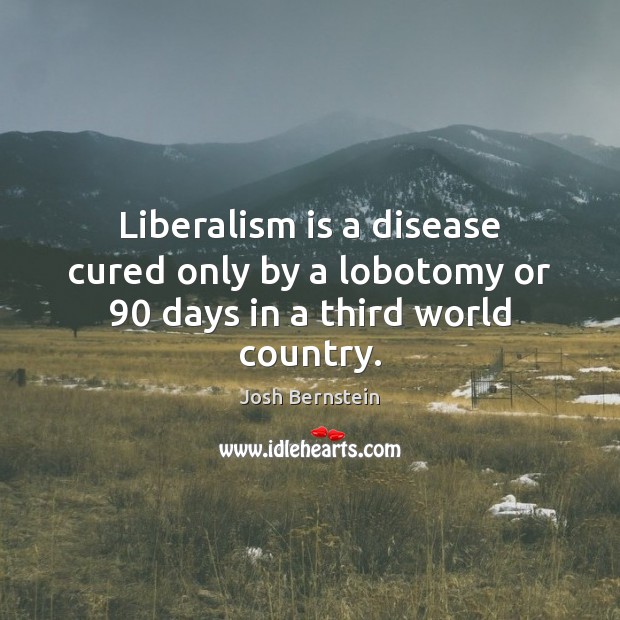 Liberalism is a disease cured only by a lobotomy or 90 days in a third world country. Josh Bernstein Picture Quote
