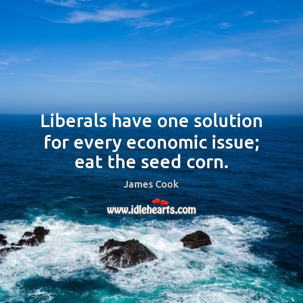 Liberals have one solution for every economic issue; eat the seed corn. James Cook Picture Quote