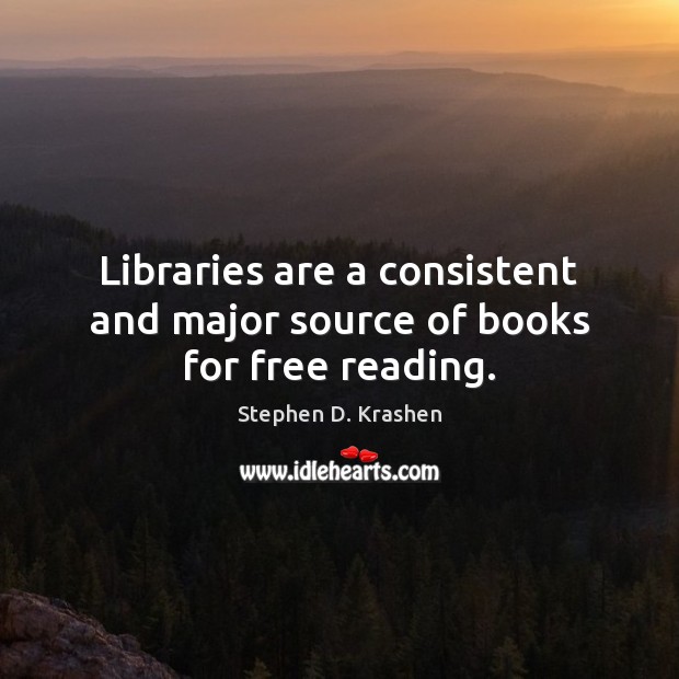 Libraries are a consistent and major source of books for free reading. Image