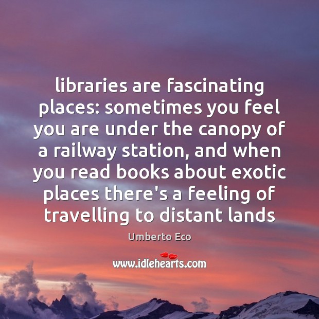 Libraries are fascinating places: sometimes you feel you are under the canopy Umberto Eco Picture Quote