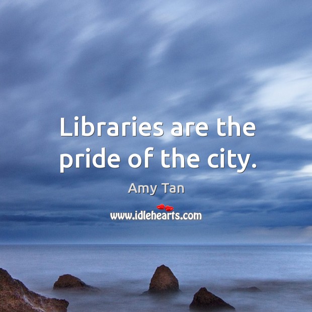 Libraries are the pride of the city. Amy Tan Picture Quote