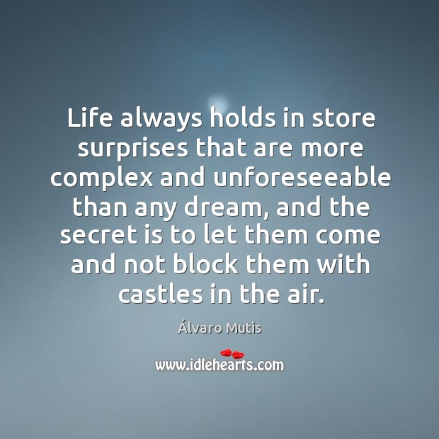 Life always holds in store surprises that are more complex and unforeseeable Alvaro Mutis Picture Quote