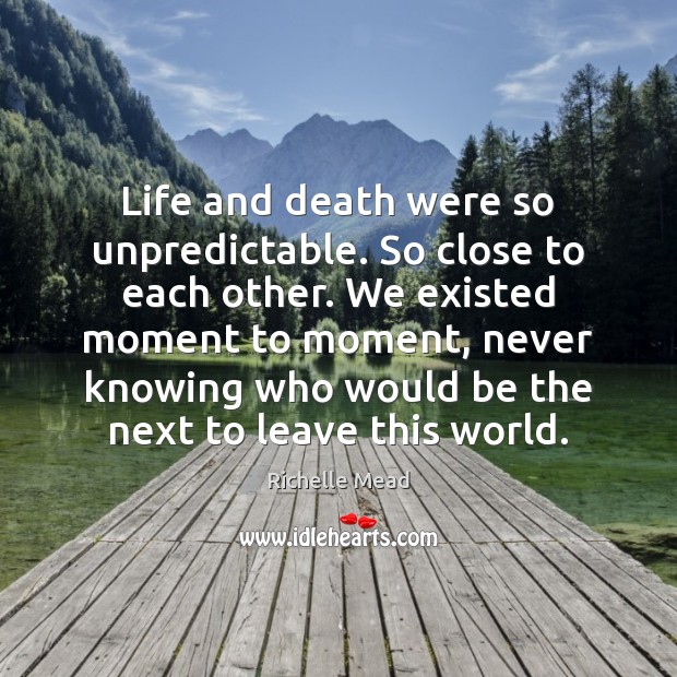 Life and death were so unpredictable. So close to each other. We Richelle Mead Picture Quote