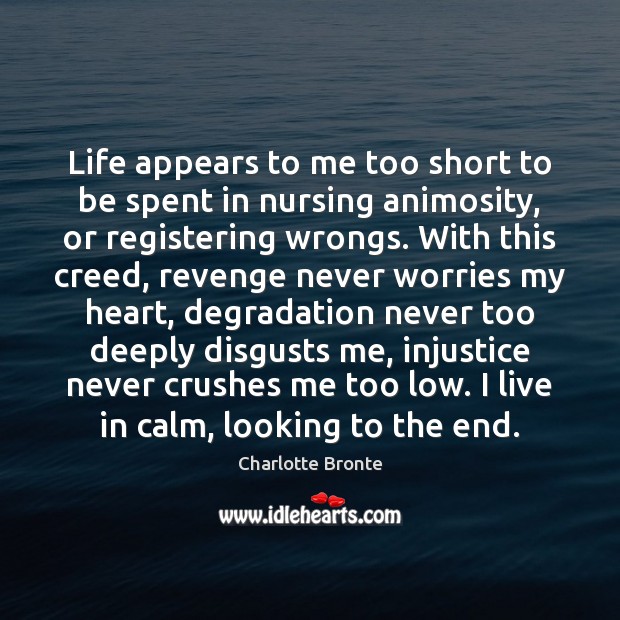Life appears to me too short to be spent in nursing animosity, Charlotte Bronte Picture Quote