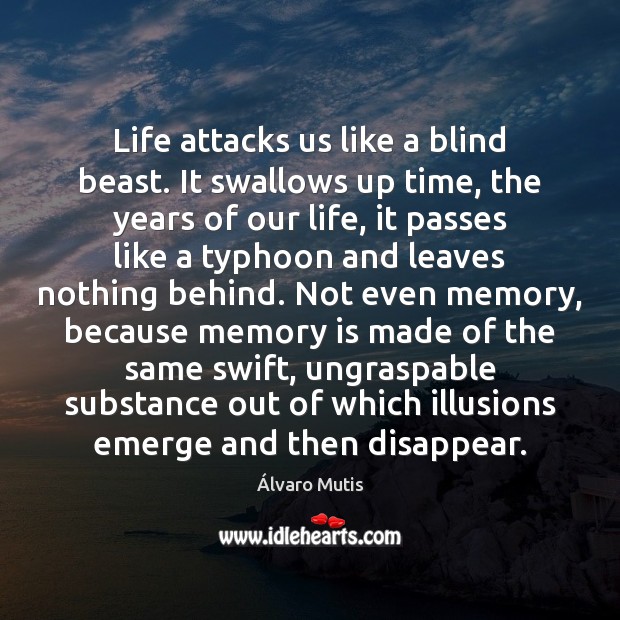 Life attacks us like a blind beast. It swallows up time, the Image