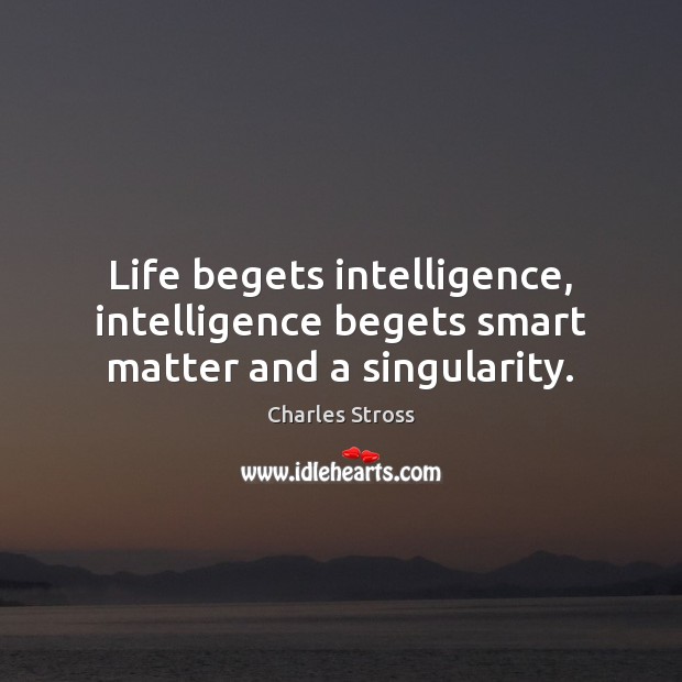 Life begets intelligence, intelligence begets smart matter and a singularity. Image