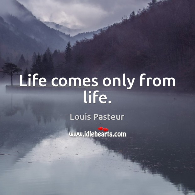 Life comes only from life. Louis Pasteur Picture Quote