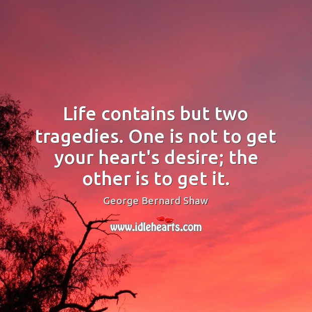 Life contains but two tragedies. One is not to get your heart’s Image