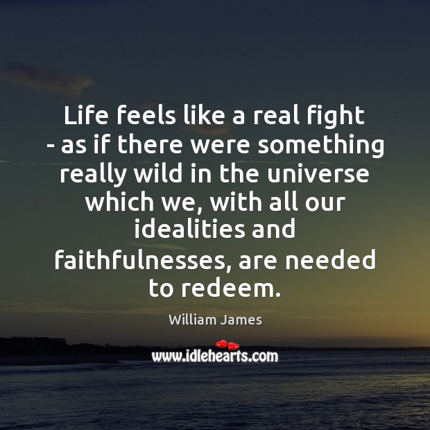 Life feels like a real fight – as if there were something William James Picture Quote