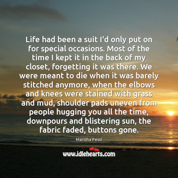 Life had been a suit I’d only put on for special occasions. Marisha Pessl Picture Quote