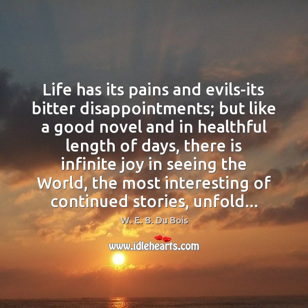 Life has its pains and evils-its bitter disappointments; but like a good 