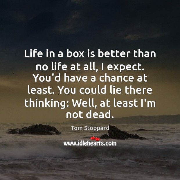 Life in a box is better than no life at all, I Tom Stoppard Picture Quote