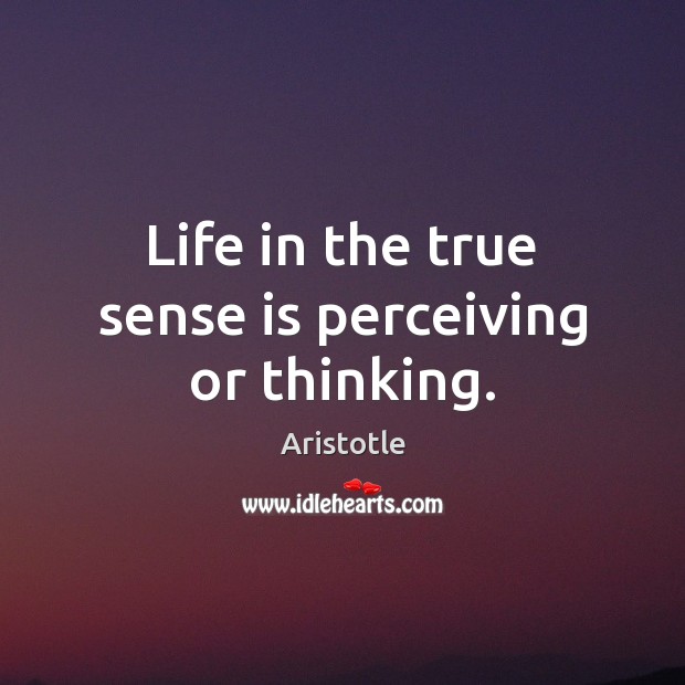 Life in the true sense is perceiving or thinking. Aristotle Picture Quote