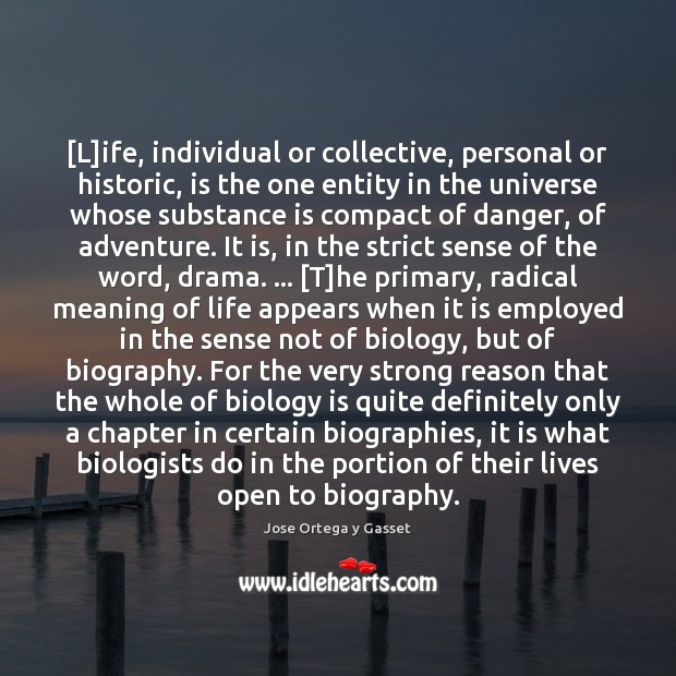 [L]ife, individual or collective, personal or historic, is the one entity Image