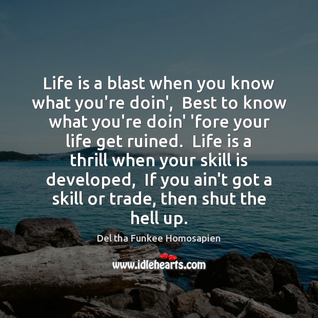 Life is a blast when you know what you’re doin’,  Best to Del tha Funkee Homosapien Picture Quote