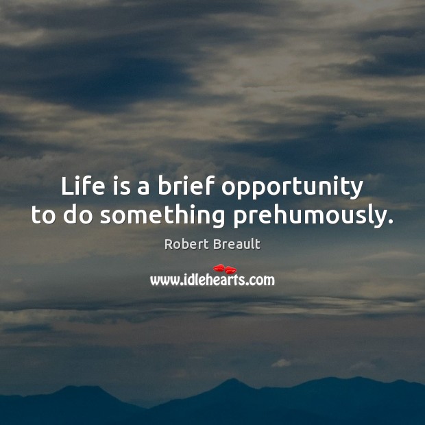 Life is a brief opportunity to do something prehumously. Image