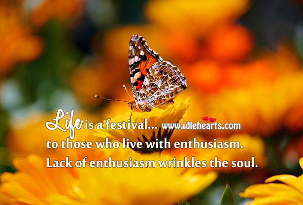 Life is a festival to those who live with enthusiasm. 
