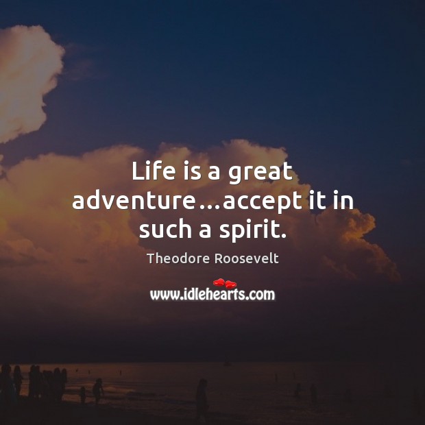 Life is a great adventure…accept it in such a spirit. Theodore Roosevelt Picture Quote
