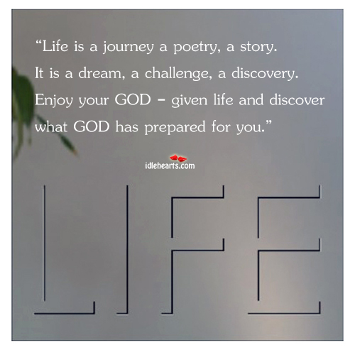 Life is a journey a poetry, a story. It is a dream Challenge Quotes Image