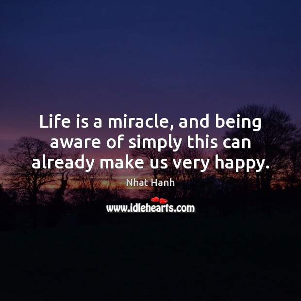 Life is a miracle, and being aware of simply this can already make us very happy. 