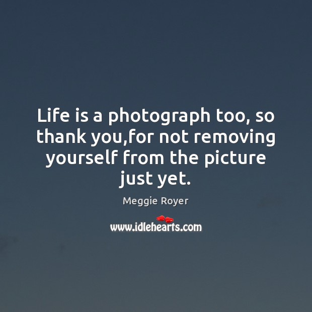 Life is a photograph too, so thank you,for not removing yourself Meggie Royer Picture Quote