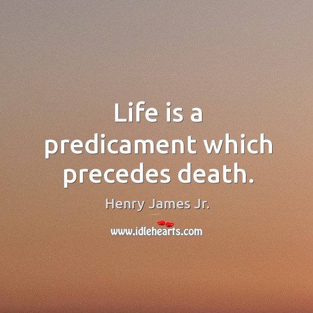 Life is a predicament which precedes death. Henry James Jr. Picture Quote