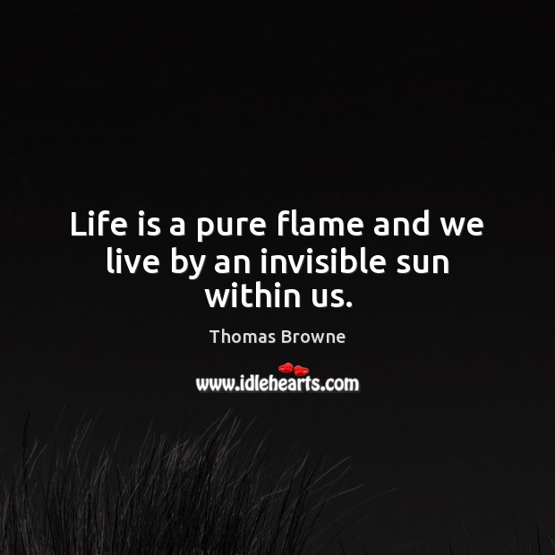 Life is a pure flame and we live by an invisible sun within us. Image