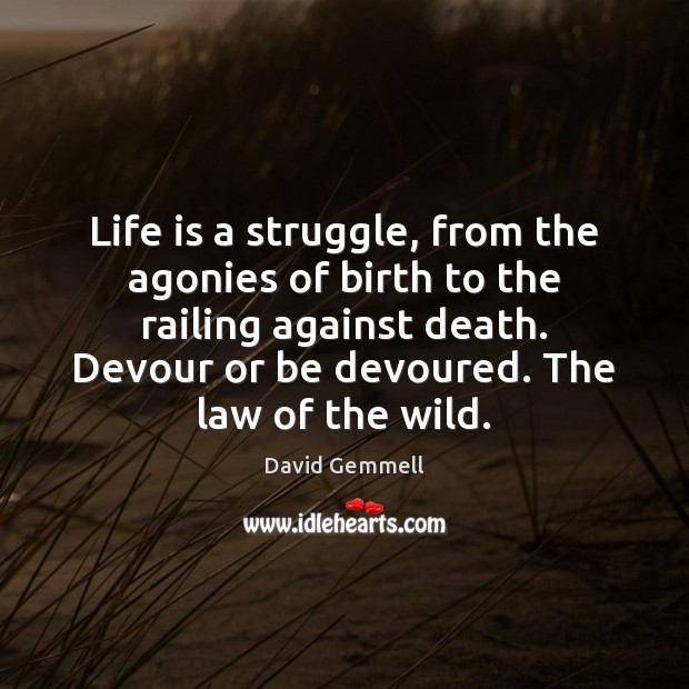 Life is a struggle, from the agonies of birth to the railing Image