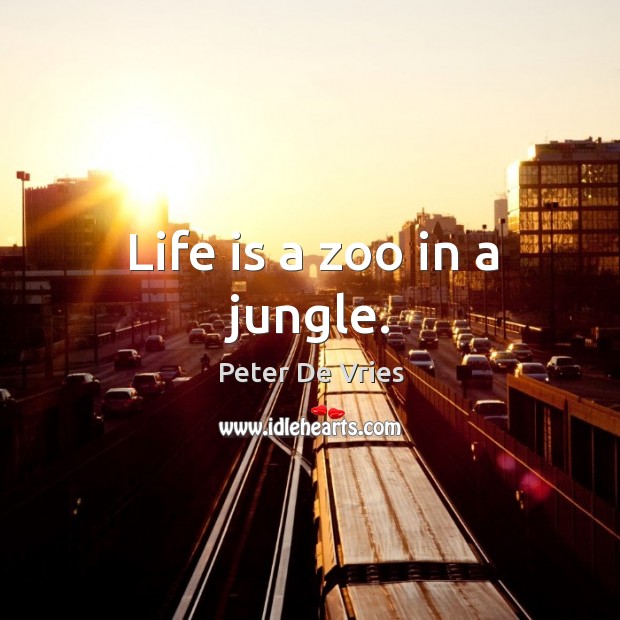 Life is a zoo in a jungle. Peter De Vries Picture Quote