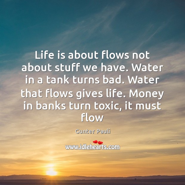 Life is about flows not about stuff we have. Water in a Toxic Quotes Image