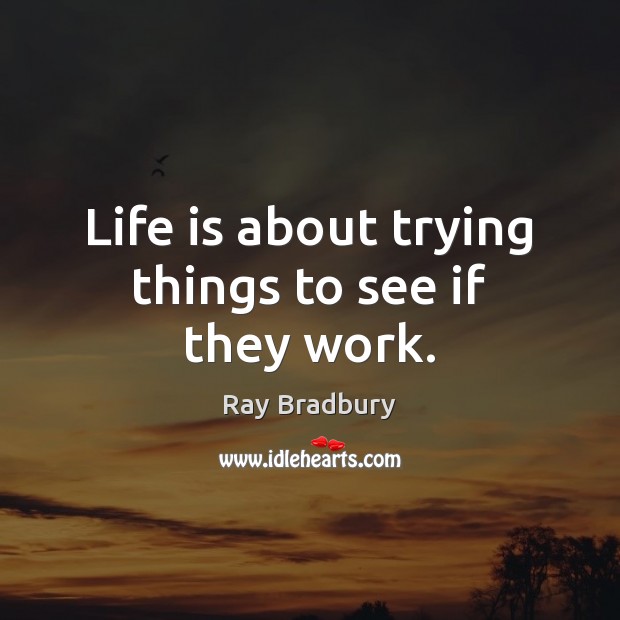 Life is about trying things to see if they work. Image