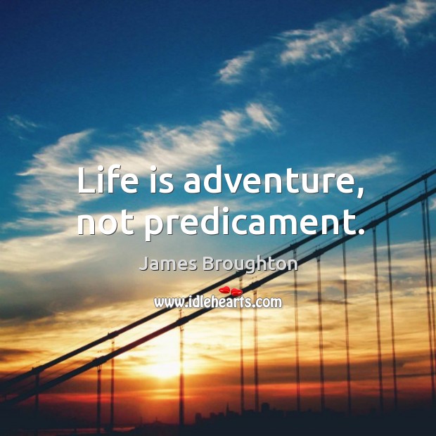 Life is adventure, not predicament. James Broughton Picture Quote