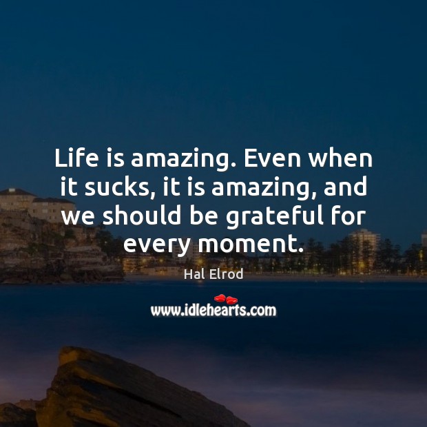 Life is amazing. Even when it sucks, it is amazing, and we Hal Elrod Picture Quote