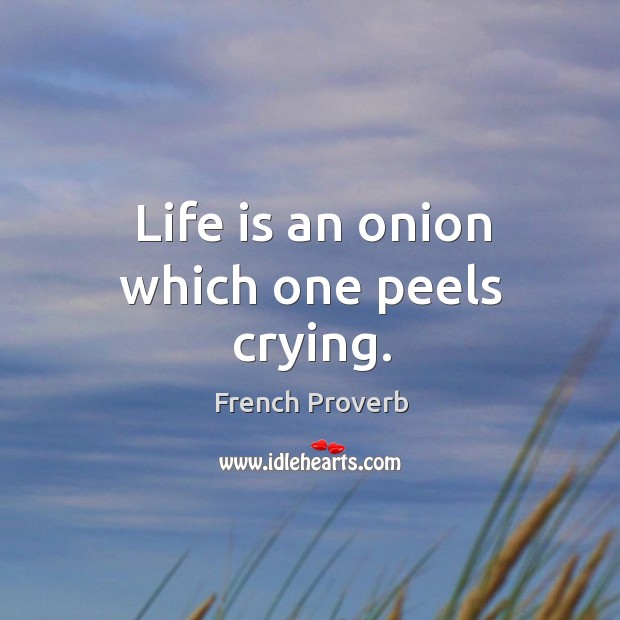 Life is an onion which one peels crying. Image