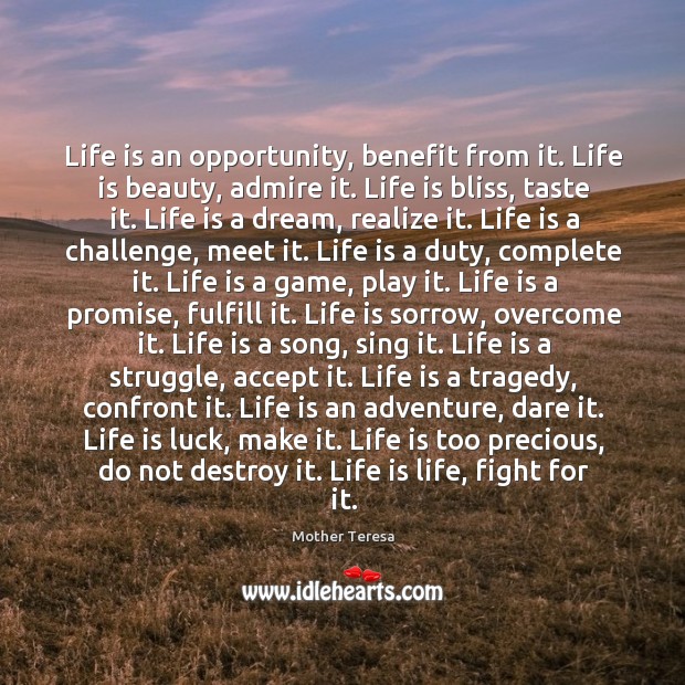 Life is an opportunity, benefit from it. Life Quotes Image
