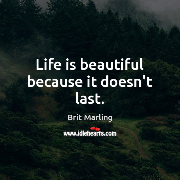Life is beautiful because it doesn’t last. Life is Beautiful Quotes Image