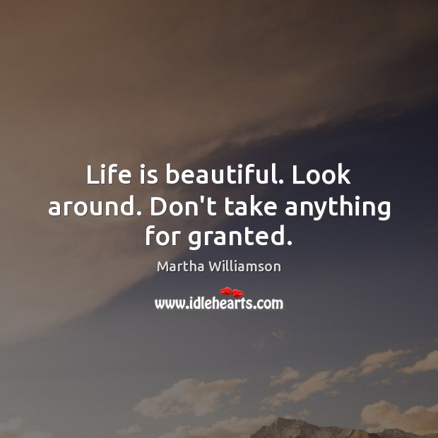 Life is beautiful. Look around. Don’t take anything for granted. Life is Beautiful Quotes Image