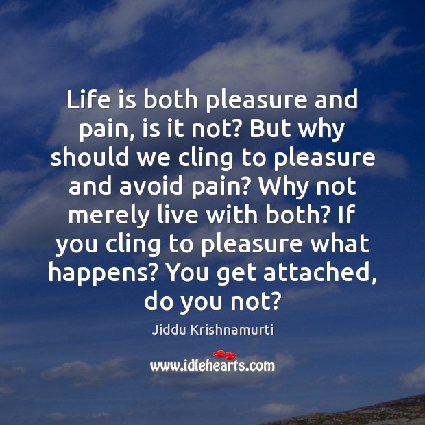 Life is both pleasure and pain, is it not? But why should Jiddu Krishnamurti Picture Quote