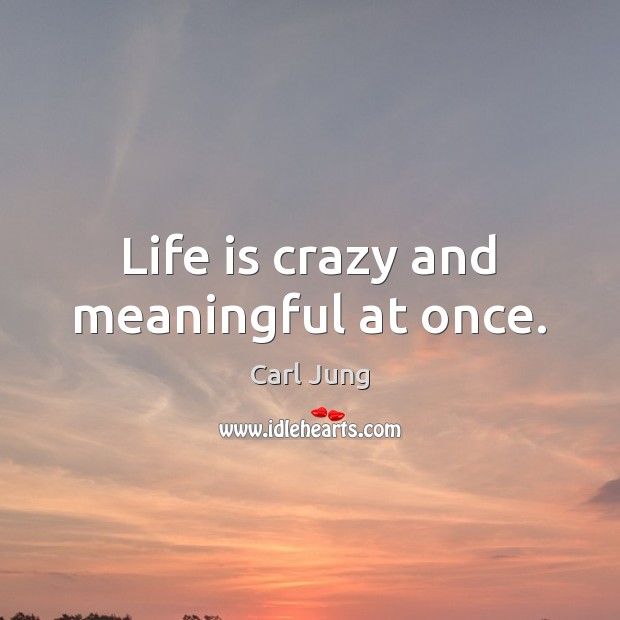 Life is crazy and meaningful at once. Carl Jung Picture Quote
