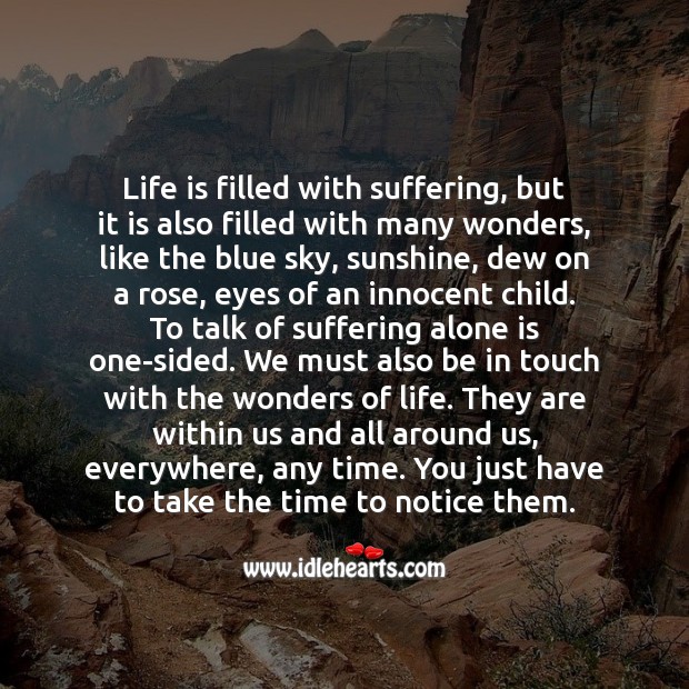 Life is filled with suffering, but it is also filled with many wonders. Alone Quotes Image