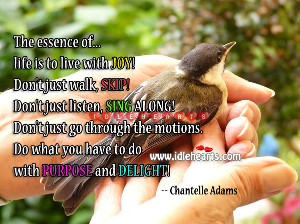 The essence of life is to live with joy! Chantelle Adams Picture Quote