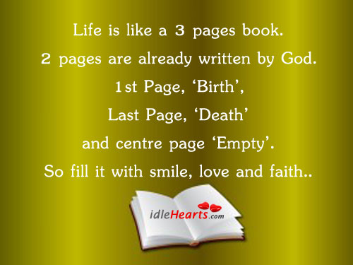 Life is a 3 pages book. Image