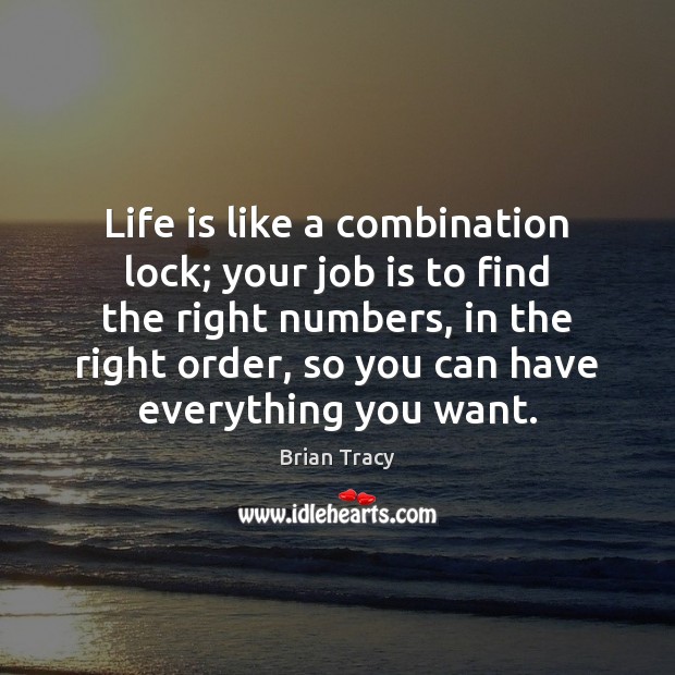 Life is like a combination lock; your job is to find the Image