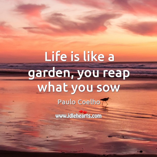 Life is like a garden, you reap what you sow Paulo Coelho Picture Quote