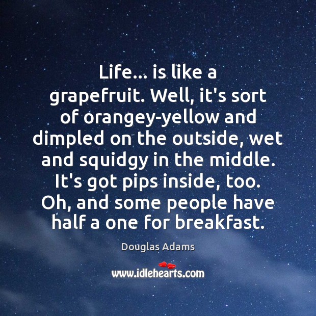 Life… is like a grapefruit. Well, it’s sort of orangey-yellow and dimpled Douglas Adams Picture Quote